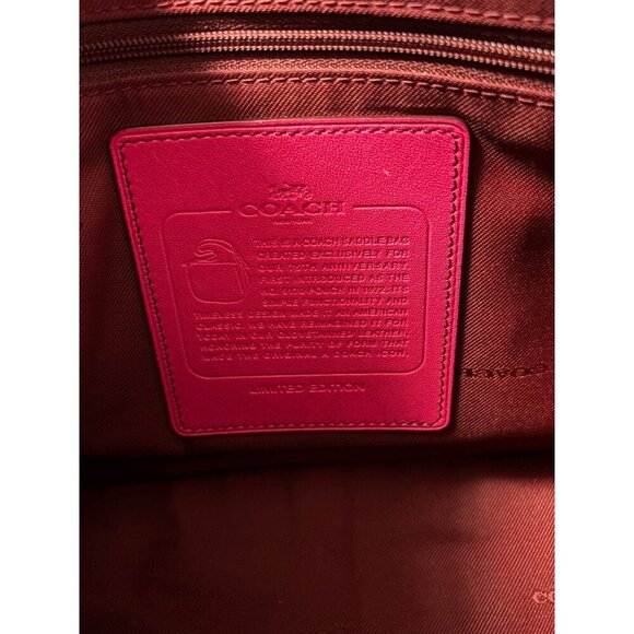 COACH Raspberry Pink Glove-tanned Leather Saddle Bag, Limited Edition Crossbody - Picture 10 of 10